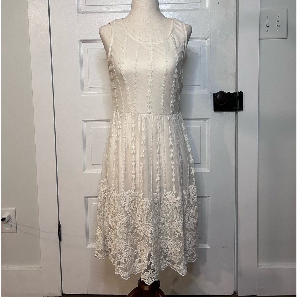 Charming Charlie ivory lace dress